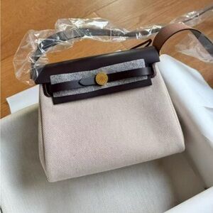 Elegant Cream and Brown Women's Bag